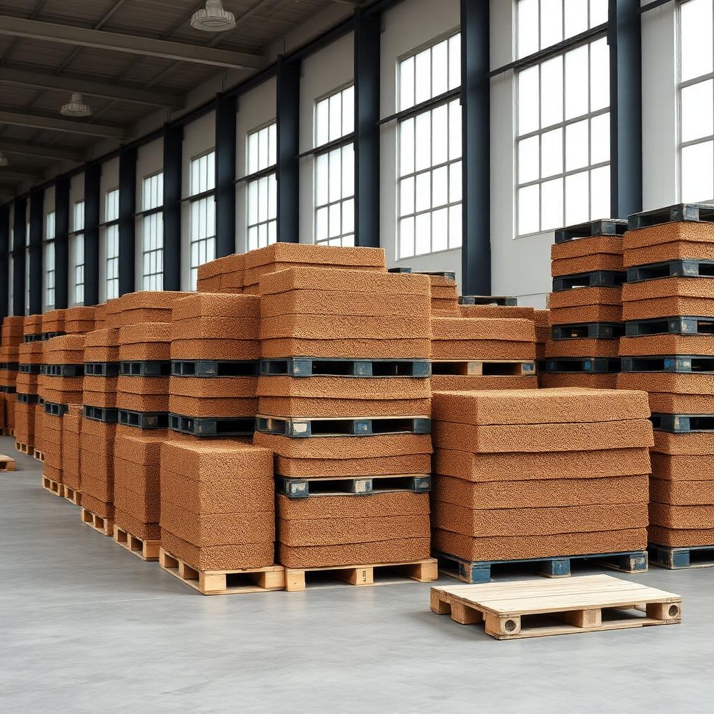 Palletized coco peat blocks ready for export